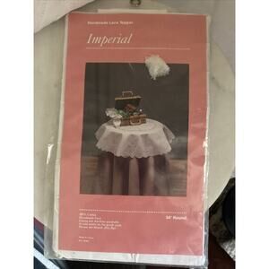 Vintage Sam Hedaya Tablecloth Topper Lace White Coverlet 34” Round Cottagecore
